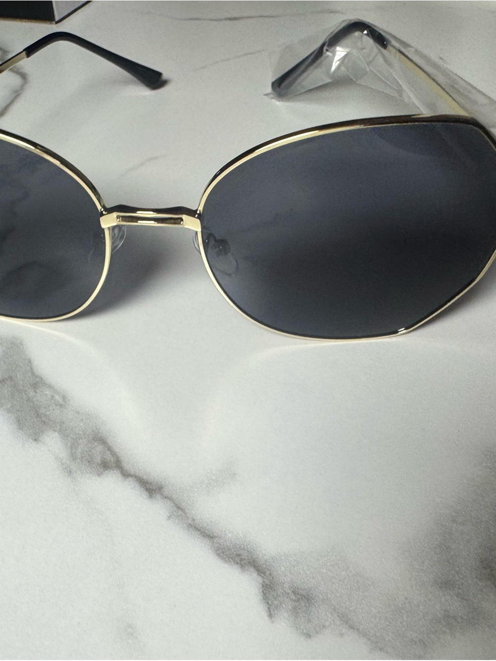 Gold Frame Black Lens Women's Sunglasses